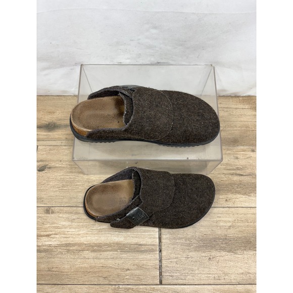Men's Betula Brown Wool Blend Clogs Adjustable Buckle Slip On Comfort Slides - Picture 9 of 11